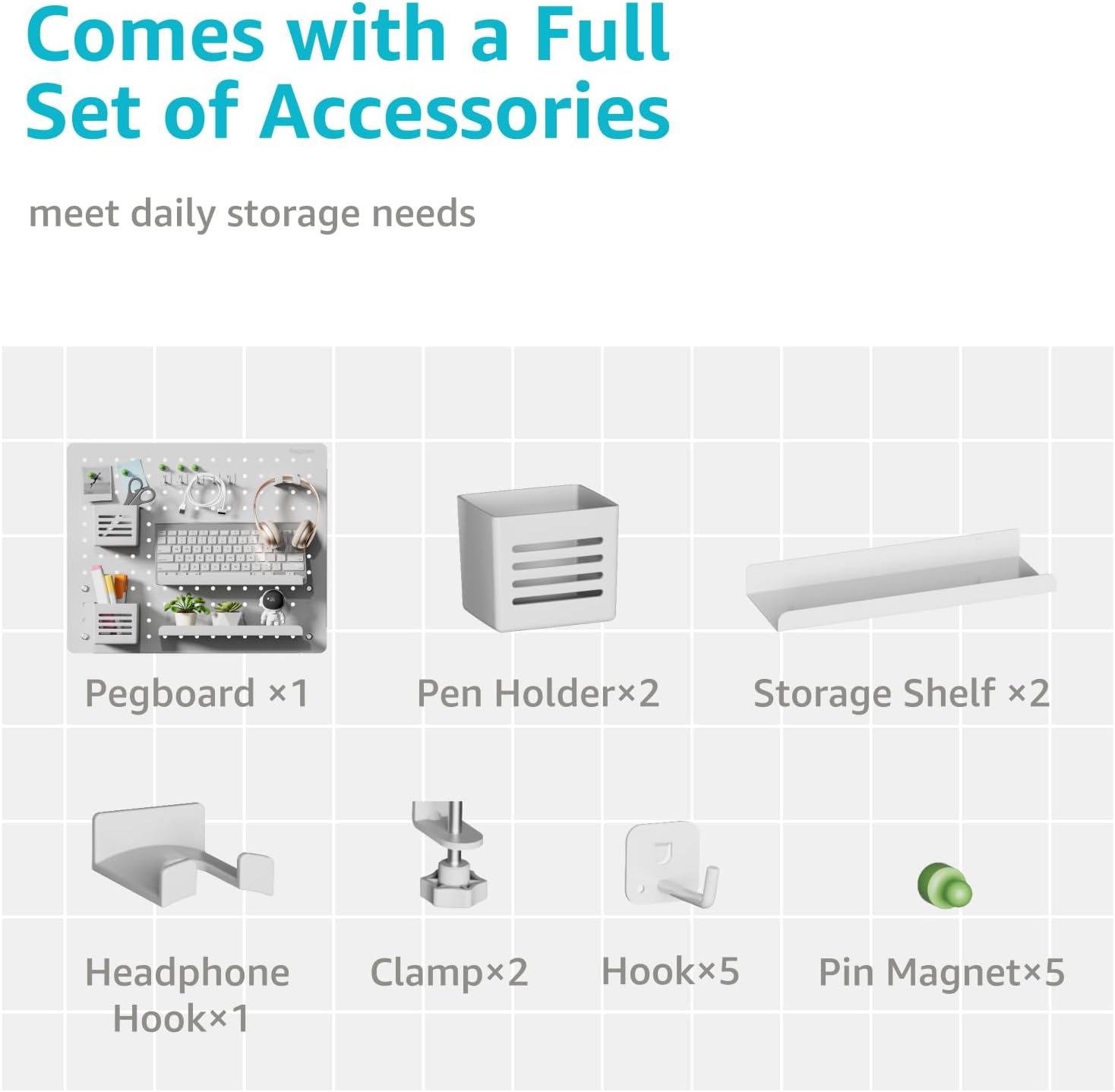 Large White Magnetic Pegboard  - Gaming Accessories Images review and price