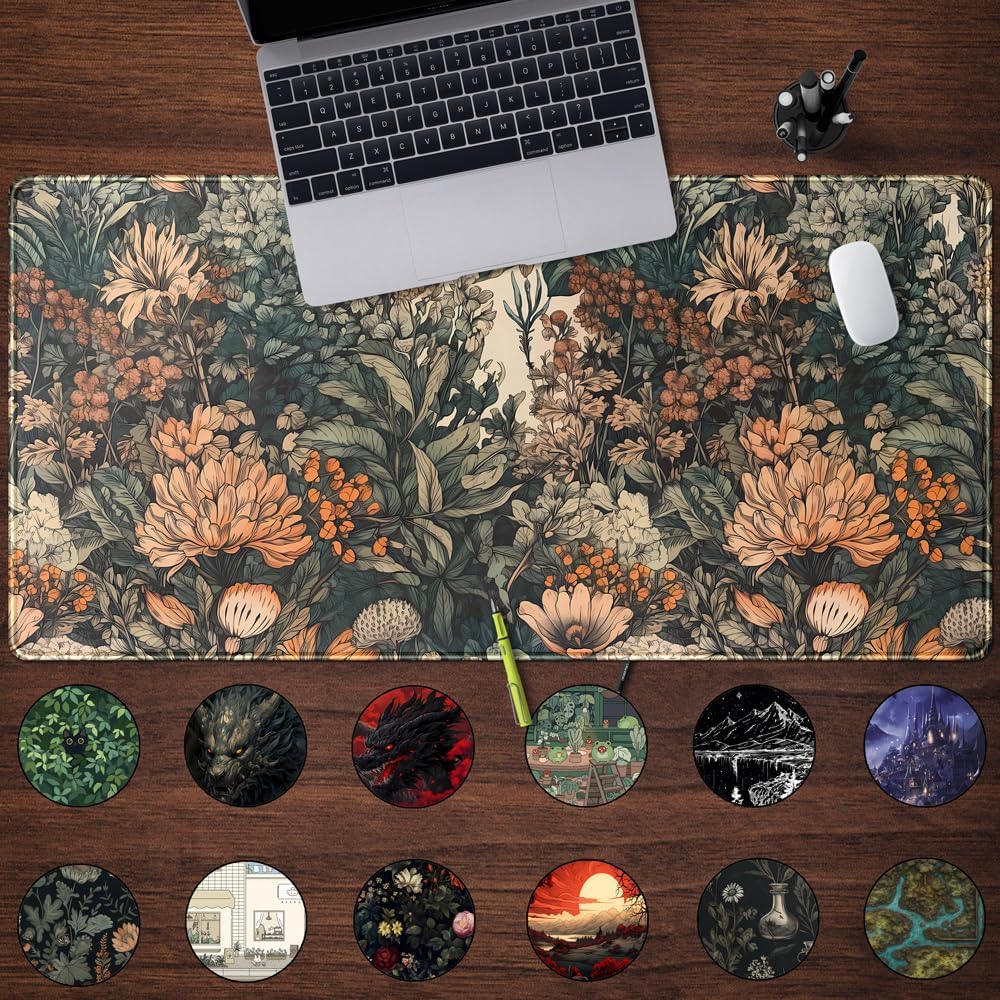 Boho Aesthetic Desk Mat Wildfl - Gaming Accessories Images review and price